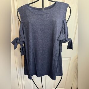 Tie sleeve cold shoulder top